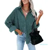 2022 Fashion Women Apparel Autumn Winter Corduroy överdimensionerade skjortor Blusar Casual Loose Long Sleeve Single-Breasted Wid Down Collar