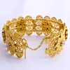 Brazalete ancho grande de lujo para mujer CARVE THAI BAHT 18 k sólido fino G/F oro estilo Dubai pulseras africanas de joyería con CZ medio