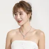 Earrings & Necklace Jewelry Set For Women White Cubic Zirconia Two Piece Allergy Free Bridal Wedding Party Dress