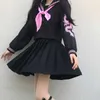 Gótico de dois peças verão JK uniforme kawaii saia de cintura alta conjunto moda vintgae harajuku faculdade y2k ins mulheres plissadas terno 210608