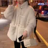 white fake fur jacket