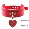 Chokers 4Colors Fashion Punk Necklace Gothic PU Leather Heart Round Spike Collar Choker Women Body Jewelry Heal22