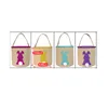 Pâques fond rond brillant or lapin oreille sac cadeau sacs à main imprimé toile sacs à main enfants bonbons panier WH0012