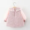 Autumn Winter Party Kids Baby Girls Princess Dresses Infant Long Sleeve Ruffled Collar Plaid Pattern Lace Cute Dress Clothes 920 Y2098016