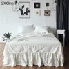 100% Washed Linen Flat Sheet Set 3pcs Natural Flax Bed Sheets Soft Farmhouse Bedspread, include 1 Shee 2 Pillowcases 211110