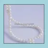 Collares con cuentas Colgantes Joyería 7-8 mm Collar de perlas naturales blancas 19 pulgadas Gargantilla nupcial Regalo Entrega de gotas 2021 9Gsfx