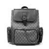 Backpack Designer Leather Men's Travel Shoulder Daypack Trendy Student Laptop Schoolbag Chains Zipper Backbag