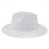 Vit Panama Wool Felt Fedora Hats Kvinnor Dam Ladies Wide Brim Party Trilby Cowboy Hat Fashion Vintage Jazz Cap