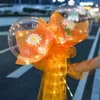 Colorful Luminous Balloon Rose Bouquet Transparent Bobo Ball Rose Valentines Day Gift Birthday Party Wedding Decoration Balloons RRF13666