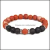 Frisado, Frontes Pulseiras Jóias Natureza Azul Vermelho Vermelho Pedra Amarela Pedra Frisada Mulheres Homens 8mm Lava Beads Esticar Lucky Bracelet Amante Amante Amante Gif