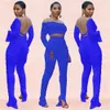 OMSJ Neon Color Mesh Sheer Two Piece Set Women Fashion Hollow Out Långärmad Outfits Sportig Aktiv Slitage Skörd Top och Byxor sätter 210517