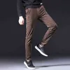 Männer Winter Hosen Dicke Baumwolle Fleece Warme Zipper Tasche Schwarz Braun Hosen Männliche Gerade Hosen Stretch Casual Cord Hosen 211112