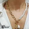 Daxi Trendy Pearl Gold Chain S för kvinnor Hängsmycke Anhänger Halskette 2020 Schmuck Geschenk Tjock Halsband