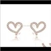 Stadnina Drop Delivery 2021 EST Projektant Miłość Serce Z Kryształ 18K Pozłacane Kolczyki Shining Diament Dla Kobiet Kolczyki Białe Cyrkon
