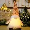Jul Gnome Plush Glödande leksaker Hem Xmas Dekoration Nyår Bling Toy Christmas-Gifts Kids Santa Claus Snowman Ornament