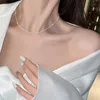 925 Silver Sparkly Clavicle Chain Halsband Kvinnor Bling Bling Halsband Gift For Love Girl Girl Girl Fashion Jewelry9424930