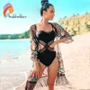 Andzhelika ny bikini cover ups kvinnor sexig klänning blommig mesh virkning strandkläder 2021 sommar badkläder bad baddräkt täcker 210319