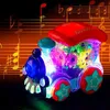 Party Favor Children's Electric Universal Transparent Rotating Mechanical Gear Train Cartoon Flashing Light Sound Music Toys Kids Gift