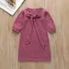 Infant Baby Kinder Mädchen Kleider Langarm Baumwolle Solide Lace-up Bowknot Herbst Kleid Kleinkind Mädchen Winter Prinsessenjurken Meisjes 1771 B3