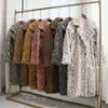 Luxury Fashion Leopard Long Teddy Bear Jackor Coats Kvinnor Vinter Tjock Varm Ytterkläder Märke Faux Fur Coat Kvinna 211007