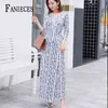 Sunmmer Casual Dress Women Clothes Fashion Striped Print Three Quarter Sleeve High Waist Boho Long Maxi Dresses Streetwear 210520