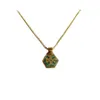 Cadena de clavícula, pendientes, collar de viaje hexagonal pulido clásico chapado en oro de concha colorida para mujer 5646457