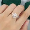 Wedding Rings Engagement Ring Set Vintage Unique Rose Gold Women's Marquis Diamond Wynn22