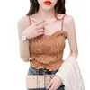 ファッション女性のキャミソールオールマッチチューブトップデザインセンスアウターウェアインナーネットレッド210520