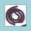 Beaded, Strands Necklace Bracelets Garnet Loose Beads Diy 3 Size 4Mm 6Mm 8Mm Natural Round Women Reiki Chakra Amet Jewelry Aessories Maya Dr