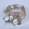 Bracelet couleur or argent, 5 pièces, vente en gros, breloques en alliage à la mode pour femmes, bracelets extensibles réglables, c0017058787