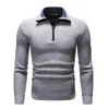 2021 Spring Męskie swetry Gruby Ciepły sweter z dzianiny Mężczyźni Solid Casual Turtleneck Swetry Pół Zip Zima Ciepłe Fleo Pulowers Y0907