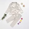 Baby Pajama Sets Boy Girl Home Set 2PCS Outfits Pure Color Bourette Long Sleeve Sleep Wear Clothes 1-7T E20297 210610