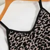 Retro Chic Leopard Print Short Gebreide Camisole Summer Product 210709