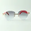 Exquis Classic Classic XL Diamond Sunglasses 3524027 Temples en bois rouges naturels Taille des verres 18-135 mm303m