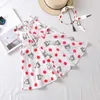 Barnklänning Sommar Nya barnkläder Korean Girls 'Lamb Print Dress Open Back Suspender Children's Princess Kjol