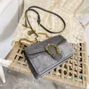Summer 2021 Chain Shoulder Messenger Bag Texture Small Square Bags Pure Color Simple Fashion Crocodile Ribbon Trendy Cool Girl