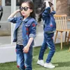 Abbigliamento per bambini Abbigliamento per ragazze con applicazioni per giacca di jeans + jeans Set per ragazza Primavera Autunno Per bambini 210527