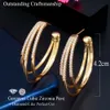 3 Laag Geometrische Cirkel Wit Goud Kleur Hip Hop Punk Hoop Oorbellen Voor Dames Designer CZ Sieraden Accessoires CZ849 210714