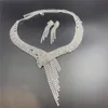 Earrings & Necklace Europe Wedding Jewellery Set Crystal Bridal Jewelry Sets For Women Long Tassel Statement Necklace/Earrings Simple Wholes