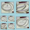 Beaded Neckor Pendants Jewelry 9-10mm White Natural Pearl Necklace 18inch 925 Sier Clasp Womens Gift Drop Delivery 2021 7phma