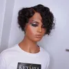 Vancehair 13x6x1 t جزء من الدانتيل الأمامي البسكانيات مجعد الموجة البشرية REMY شعر مستعار مسبقة PIXIE CUTED 150 كثافة 51562389703587