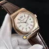 Limited 40mm GP Laureato Miyota Automatic Mens Watch 81005-52-432-BB6A Blue Texture Dial Rose Gold Case Brown Leather Strap Watches Hello_Watch 03B (1)