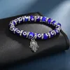 Turkiet Evil Blue Eyes Pärlarmband Kedja Män Kvinnor Religiös Hamsa Hand Berlock Armband Armband Handgjorda smycken