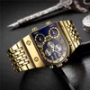 Совершенно новые кварцевые часы Oulm, мужские военные водонепроницаемые наручные часы, роскошные золотые мужские часы из нержавеющей стали, Relogio Masculino 210329273P