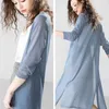 Kvinnor Midi Long Cardigan Poncho Sommar Höst Tunn Silk Strikkad Cardigans Kvinna Casual Loose Sweater Coat Jacka Plus Storlek 2XL 210922