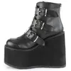 2021 Punk Marke Neue Ins Heiße Plattform High Heels Gothic Stil Vampire Wedges Schuhe Cosplay Mode Motorräder Stiefeletten Frauen y0914