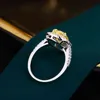 LESF 925 Sterling zilveren ring peer gesneden Zeer glanzende simulatie gele diamant bruiloft high-end sieraden
