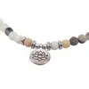 Bracciale da donna con perline, fili, perline di amazzonite satinate opache con collana Lotus OM Buddha Charm Yoga Mala