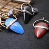 Pendant Necklaces Vintage Natural Stones Necklace Faceted Rock Quartz Raw Agates Blue Red Black Agat Crystal Antique Copper