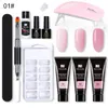 Nail Art Kits Poly Extension Gel Kit UVLED Dryer Lamp Enhancement Builder For Home DIY Salon5295129